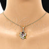 Juego de Arete y Dije de Adulto 10.210.0161.1 Oro Laminado, Diseño de Pavo Real, con Multicolor Zirconia Cubica, Pulido, Tono Dorado