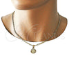Collar y Pulsera 06.63.0258 Oro Laminado, Diseño de Dinero y Figaro, Pulido, Tono Dorado