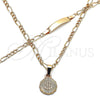 Collar y Pulsera 06.63.0258 Oro Laminado, Diseño de Dinero y Figaro, Pulido, Tono Dorado