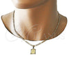 Collar y Pulsera 06.63.0259 Oro Laminado, Diseño de Cruz y Figaro, Pulido, Tono Dorado