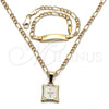 Collar y Pulsera 06.63.0259 Oro Laminado, Diseño de Cruz y Figaro, Pulido, Tono Dorado