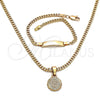 Collar y Pulsera 06.63.0263 Oro Laminado, Diseño de Dinero, Pulido, Tono Dorado