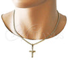 Collar y Pulsera 06.63.0265 Oro Laminado, Diseño de Crucifijo y Miami Cubana, Pulido, Tono Dorado