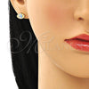 Arete Dormilona 02.213.0398.1 Oro Laminado, Diseño de Ojo Griego, Esmaltado Azul claro, Tono Dorado