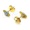 Arete Dormilona 02.213.0398.1 Oro Laminado, Diseño de Ojo Griego, Esmaltado Azul claro, Tono Dorado