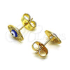 Arete Dormilona 02.213.0398.2 Oro Laminado, Diseño de Ojo Griego, Esmaltado Azul, Tono Dorado