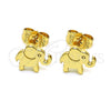 Arete Dormilona 02.213.0401 Oro Laminado, Diseño de Elefante, Pulido, Tono Dorado