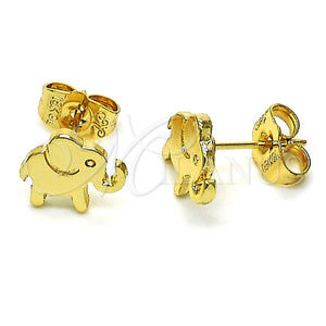 Arete Dormilona 02.213.0401 Oro Laminado, Diseño de Elefante, Pulido, Tono Dorado