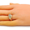 Anillo Multi Piedra 01.213.0030 Oro Laminado, Diseño de Búho, con Verde and Blanca Zirconia Cubica, Pulido, Tono Dorado (One size fits all)