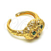 Anillo Multi Piedra 01.213.0030 Oro Laminado, Diseño de Búho, con Verde and Blanca Zirconia Cubica, Pulido, Tono Dorado (One size fits all)