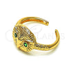 Anillo Multi Piedra 01.213.0031 Oro Laminado, Diseño de Búho, con Verde Zirconia Cubica, Pulido, Tono Dorado (One size fits all)