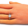 Anillo Multi Piedra 01.284.0056.1 Oro Laminado, con Blanca Zirconia Cubica and Blanca Micro Pave, Pulido, Tono Dorado (One size fits all)