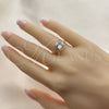 Anillo Multi Piedra 01.284.0056.1 Oro Laminado, con Blanca Zirconia Cubica and Blanca Micro Pave, Pulido, Tono Dorado (One size fits all)