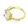 Anillo Multi Piedra 01.284.0056.1 Oro Laminado, con Blanca Zirconia Cubica and Blanca Micro Pave, Pulido, Tono Dorado (One size fits all)