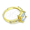 Anillo Multi Piedra 01.284.0056.1 Oro Laminado, con Blanca Zirconia Cubica and Blanca Micro Pave, Pulido, Tono Dorado (One size fits all)