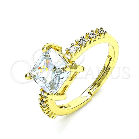 Anillo Multi Piedra 01.284.0056.1 Oro Laminado, con Blanca Zirconia Cubica and Blanca Micro Pave, Pulido, Tono Dorado (One size fits all)