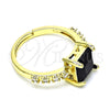 Anillo Multi Piedra 01.284.0056.2 Oro Laminado, con Negro Zirconia Cubica and Blanca Micro Pave, Pulido, Tono Dorado (One size fits all)