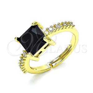 Anillo Multi Piedra 01.284.0056.2 Oro Laminado, con Negro Zirconia Cubica and Blanca Micro Pave, Pulido, Tono Dorado (One size fits all)