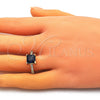 Anillo Multi Piedra 01.284.0056.3 Oro Laminado, con Zafiro Azul Zirconia Cubica and Blanca Micro Pave, Pulido, Tono Dorado (One size fits all)