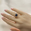 Anillo Multi Piedra 01.284.0056.3 Oro Laminado, con Zafiro Azul Zirconia Cubica and Blanca Micro Pave, Pulido, Tono Dorado (One size fits all)