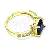 Anillo Multi Piedra 01.284.0056.3 Oro Laminado, con Zafiro Azul Zirconia Cubica and Blanca Micro Pave, Pulido, Tono Dorado (One size fits all)