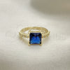Anillo Multi Piedra 01.284.0056.3 Oro Laminado, con Zafiro Azul Zirconia Cubica and Blanca Micro Pave, Pulido, Tono Dorado (One size fits all)
