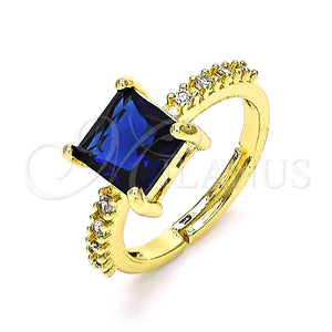 Anillo Multi Piedra 01.284.0056.3 Oro Laminado, con Zafiro Azul Zirconia Cubica and Blanca Micro Pave, Pulido, Tono Dorado (One size fits all)