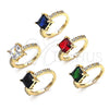Anillo Multi Piedra 01.284.0056.3 Oro Laminado, con Zafiro Azul Zirconia Cubica and Blanca Micro Pave, Pulido, Tono Dorado (One size fits all)