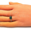Anillo Multi Piedra 01.284.0057 Oro Laminado, Diseño de Corazón, con Verde Zirconia Cubica and Blanca Micro Pave, Pulido, Tono Dorado (One size fits all)