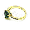 Anillo Multi Piedra 01.284.0057 Oro Laminado, Diseño de Corazón, con Verde Zirconia Cubica and Blanca Micro Pave, Pulido, Tono Dorado (One size fits all)