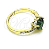 Anillo Multi Piedra 01.284.0057 Oro Laminado, Diseño de Corazón, con Verde Zirconia Cubica and Blanca Micro Pave, Pulido, Tono Dorado (One size fits all)