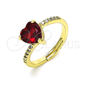 Anillo Multi Piedra 01.284.0057.4 Oro Laminado, Diseño de Corazón, con Granate Zirconia Cubica and Blanca Micro Pave, Pulido, Tono Dorado (One size fits all)
