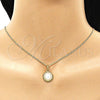 Juego de Arete y Dije de Adulto 10.379.0034 Oro Laminado, con Marfil Perla, Pulido, Tono Dorado
