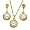 Juego de Arete y Dije de Adulto 10.379.0034 Oro Laminado, con Marfil Perla, Pulido, Tono Dorado