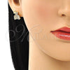 Arete Dormilona 02.195.0152 Oro Laminado, Diseño de Osito y Corona, con Blanca Micro Pave, Pulido, Tono Dorado