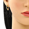 Argolla Huggie 02.195.0153.20 Oro Laminado, con Blanca Micro Pave, Pulido, Tono Dorado