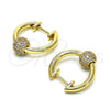 Argolla Huggie 02.195.0153.20 Oro Laminado, con Blanca Micro Pave, Pulido, Tono Dorado