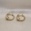 Argolla Huggie 02.195.0153.20 Oro Laminado, con Blanca Micro Pave, Pulido, Tono Dorado