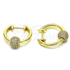 Argolla Huggie 02.195.0153.20 Oro Laminado, con Blanca Micro Pave, Pulido, Tono Dorado