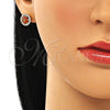 Arete Dormilona 02.310.0021.1 Oro Laminado, Diseño de Flor, con Granate and Blanca Zirconia Cubica, Pulido, Tono Dorado