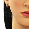 Arete Dormilona 02.310.0022.1 Oro Laminado, Diseño de Baguette, con Granate and Blanca Zirconia Cubica, Pulido, Tono Dorado