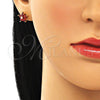 Arete Dormilona 02.310.0024.2 Oro Laminado, Diseño de Flor, con Granate Zirconia Cubica, Pulido, Tono Dorado