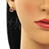 Arete Dormilona 02.310.0028.4 Oro Laminado, con Granate and Blanca Zirconia Cubica, Pulido, Tono Dorado