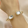 Aro Individual 07.380.0004 Oro Laminado, con Blanca Cristal, Pulido, Tono Dorado (02 MM Thickness, One size fits all)