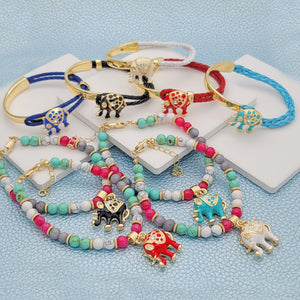 Kit Surtido de 12 Juegos de Brazaletes y Pulseras de Elefante de Oro Laminado al por mayor — SKU 148660