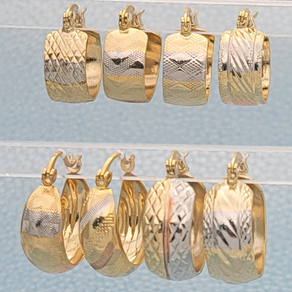 Kit Surtido de 28 Argollas Anchas de Corte Diamantado de Oro Laminado al por mayor — SKU 148667