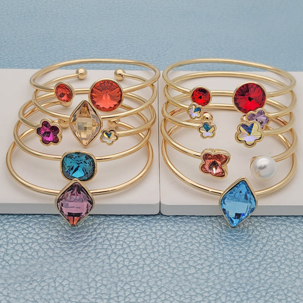 Kit Surtido de 10 Brazaletes con Cristales Swarovski de Oro Laminado al por mayor — SKU 148668