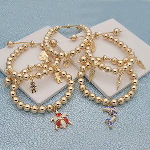Kit Surtido de 15 Pulseras Ajustables con Bolas Gruesas de Oro Laminado al por mayor — SKU 148670