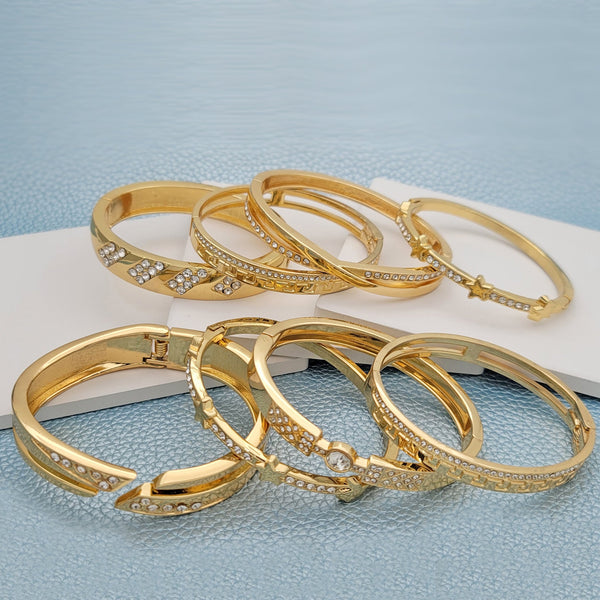Kit Surtido de 15 Brazaletes con Cierre y Zirconia de Oro Laminado al por mayor — SKU 148672