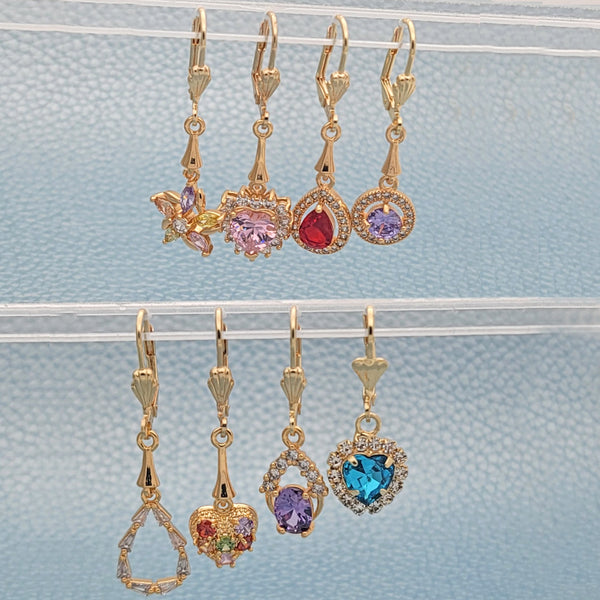 Kit Surtido de 25 Pares de Aretes Largos con Zirconia de Oro Laminado al por mayor — SKU 148673